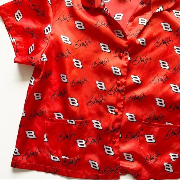 Dale‎ Earnhardt Jr. Satin Pajama Top Red Size M Short Sleeve Nascar Sleepwear - Picture 3 of 8
